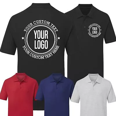 Buy Personalised Custom Printed Polo Shirt Your Text Logo Unisex Workwear Company • 8.99£