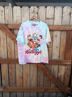 Buy Kelloggs  Cotton T Shirt Tie-Dye Cereal Mascots Tony Tiger Snap 90s 2XL • 6.30£