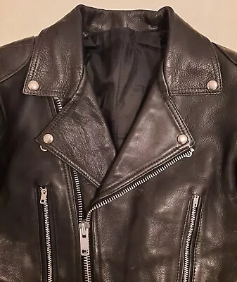 Buy Vintage Biker Punk Rock Padded Leather Jacket Zip Pockets Size 38/40 • 69£