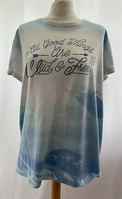 Buy T-shirt Burton Size XL Blue White Mix Short Sleeve Viscose Men’s • 7.91£