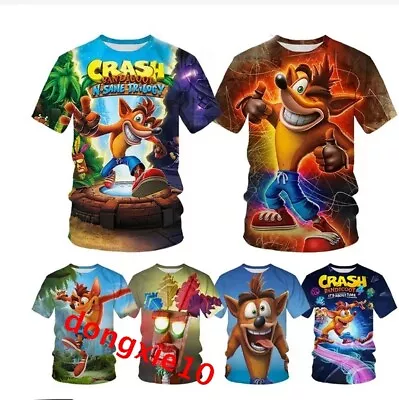 Buy Adults Kids Crash Bandicoot 3D Short Sleeve T-shirt Casual Tee Top Pullover Gift • 5.99£