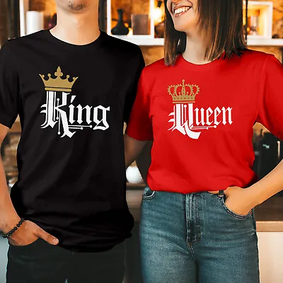 Buy T-Shirt (1501) King And Queen Family Matching Couple Valentine's Day Gift Shirt • 6.99£