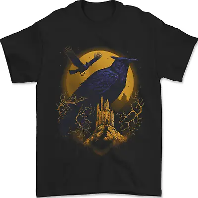 Buy A Raven & Haunted House Moon Halloween Mens T-Shirt 100% Cotton • 8.49£