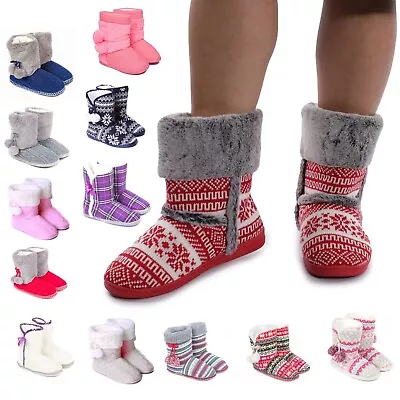 Buy Ladies Warm Winter Bootie Slippers Size 3-8 UK - WOMENS SLIP ON SLIPPER BOOTS • 12.99£