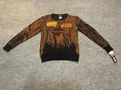 Buy Star Wars Chewbacca RROOOWR! Sweater Black Brown Crew Neck Pullover Kids M • 4.83£