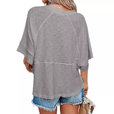 Buy Summer Girls T-shirt Commute Loose Solid Color Mid-length Sleeve Top For Outdoor • 11.33£