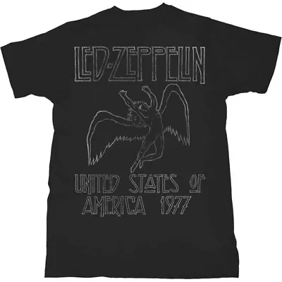 Buy Officially Licensed Led Zeppelin USA '77 Mens Black T Shirt Led Zep Classic Tee • 14.50£