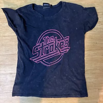 Buy The Strokes.. Pink Logo On Grey Tie Dye Style T-Shirt  (M) 10 • 7.99£