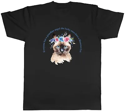 Buy Guardian Angel Mens T-Shirt Lucky Ones Have A Siamese Cat Tee Gift • 8.99£