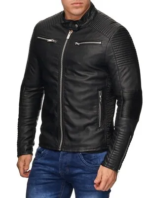 Buy Redbridge Men's Leather Jacket Faux Between-Seasons Biker Black • 77.09£