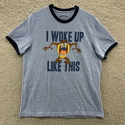 Buy Looney Tunes Tasmanian Devil I Woke Up Like This T-Shirt Women Size Large L Blue • 9.58£