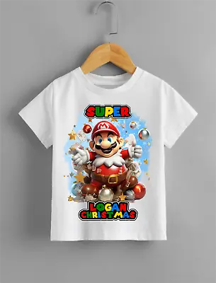 Buy PERSONALISED Christmas T Shirt Kids Girls  Boys Tee T-Shirt Part Top Mario • 12.99£