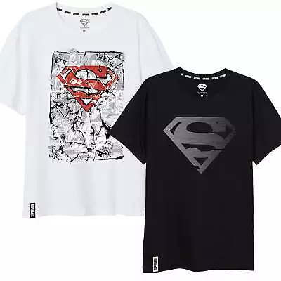 Buy Superman Men's Short Sleeve Ribbed Crew Neck T-shirt Cotton Tee Top Official • 10.99£