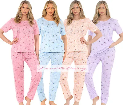 Buy Ladies 2 Piece Short Sleeve Pyjama Set Cotton Mix Nightwear PJ Loungewear Set. • 11.95£