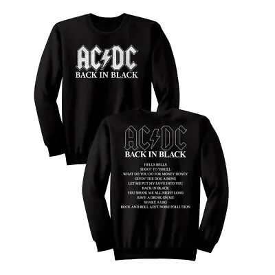 Buy ACDC Back And Black Album Cover Song List Men's Sweat T Shirt Rock Music Merch • 61.34£