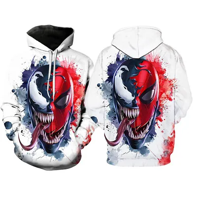 Buy Men Hoodie Marvel Venom Spiderman Jacket Coat 3D Cosplay Costume Plus Sweatshirt • 28.18£