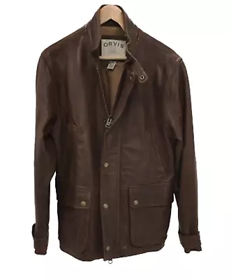 Buy ORVIS Men's UK Small Vintage Brown Tan Classic Leather Jacket Smart Pre-Loved  • 9.99£