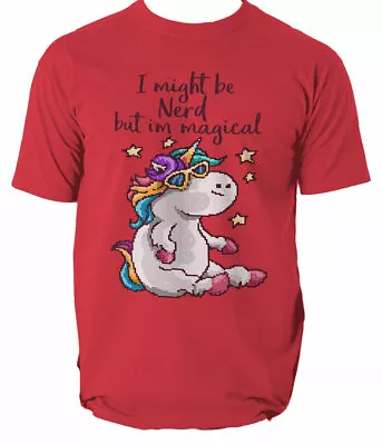 Buy T Shirt Nerd And Magical Retro Unicorn Mens Pixel Art Rainbow 8 Colours S-3XL • 15.99£