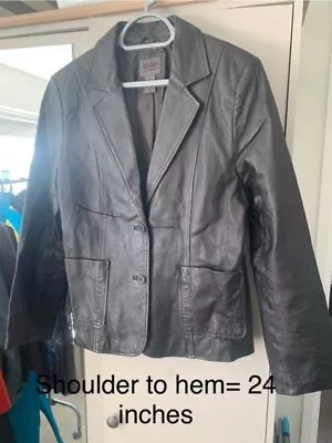 Buy Ladies Brown Leather Jacket-blazer Style -size 12 • 2£