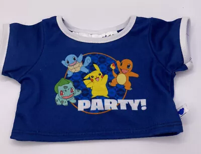 Buy Build A Bear Pokemon Party Blue T-Shirt Pikachu Eevee Squirtle Bulbasaur • 9.44£