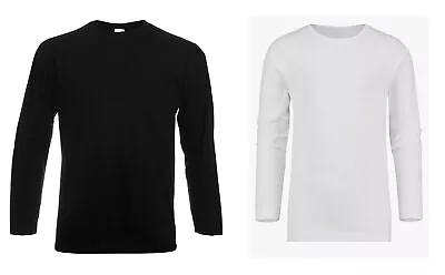 Buy Mens Long Sleeve Crew Neck T-shirt Plain Cotton Casual Top UK Sizes From S-3XL • 8.99£