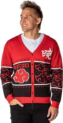 Buy Naruto Shippuden Men's Akatsuki Red Cloud Ugly Christmas Sweater Button-Up...  • 64.59£