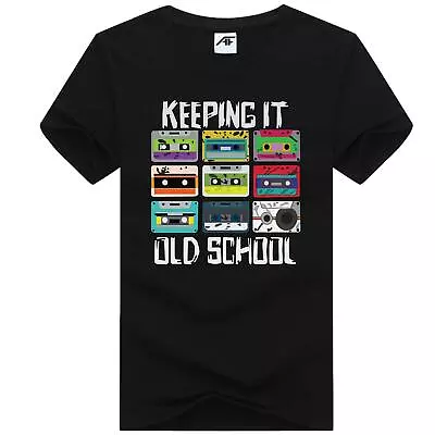 Buy Mens Vintage Old School Style Print T Shirt Boys Short Sleeve Top Musical 7819 • 9.99£