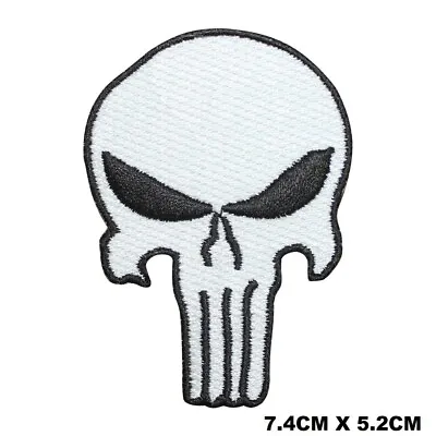 Buy White Punisher Skull Movie Logo Embroidered Sew/Iron On Patch Patches • 2.49£
