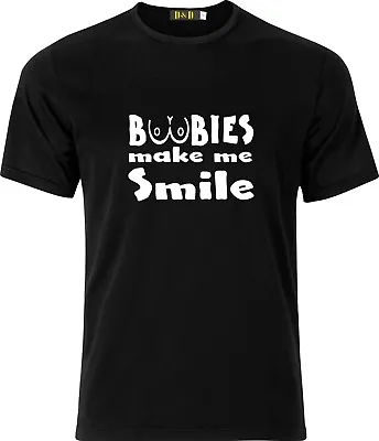 Buy Boobies Make Me Smile Adult T Shirt  Funny Humor  Gift Present Cotton T Shirt • 9.99£