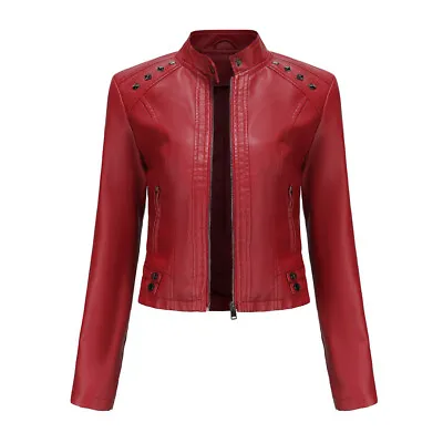 Buy Hot Studded Leather Women Short Jacket Long Sleeves • 45.31£