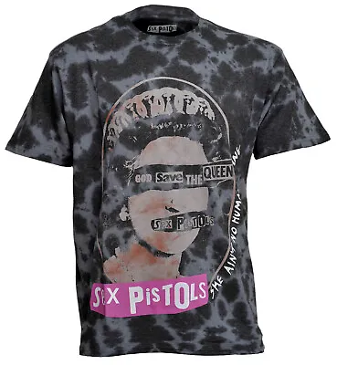 Buy Sex Pistols T Shirt Official God Save The Queen Dip Dye Wash Punk Logo Grey New • 16.95£