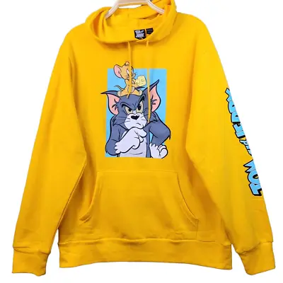 Buy Tom And Jerry Cartoon Yellow Fleece Sweatshirt Hoodie Unisex Size M NWOT • 23.15£