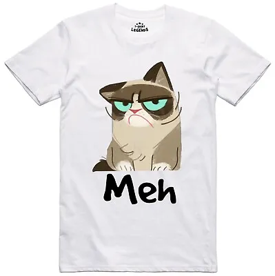 Buy Funny T Shirt Grumpy Cat Meh Premium Ring Spun Tee • 11.99£