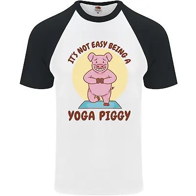 Buy Its Not Easy Being A Yoga Piggy Funny Pig Mens S/S Baseball T-Shirt • 9.99£