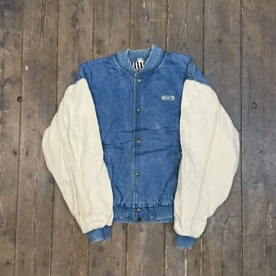 Buy Letterman Varsity Bomber Jacket Vintage Denim Coat, Blue, Mens Large • 55£