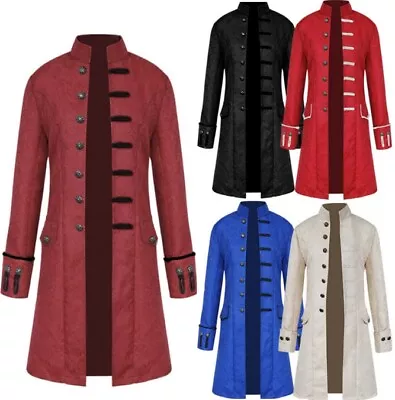 Buy Mens Vintage Gothic Steampunk Jacket Military Blazer Frock Pirate Coat Outwear • 21.47£