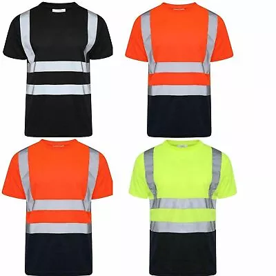 Buy Hi Viz Visibility Short Sleeve T Shirt Crew Neck Safety Work Two Tone High Vis  • 11.49£