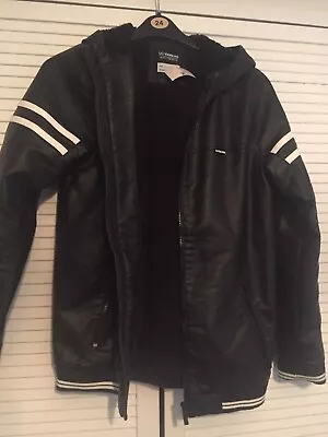 Buy Faux Leather Jacket 13-14 Fleece Lined Hood  New  • 20£