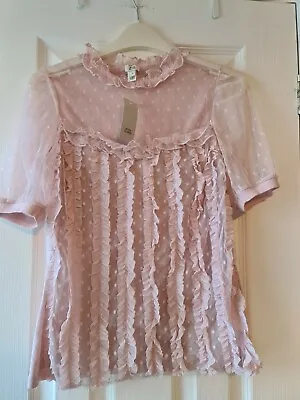Buy River Island Pink Polka Dot Mesh Dobby Short Sleeve T-shirt Top This Season 6  • 14.50£