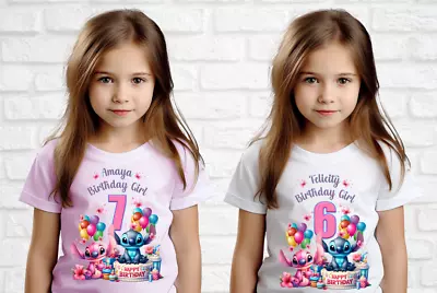 Buy Personalised Angel & Stitch Girl Birthday T-Shirt Top Any Age Number Children • 12.99£