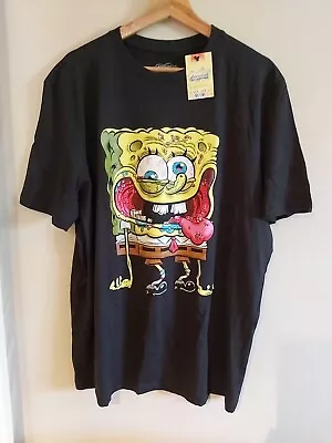 Buy Mens SpongeBob SquarePants  Black Crew Neck T-Shirt XL New With Tags  • 19.99£