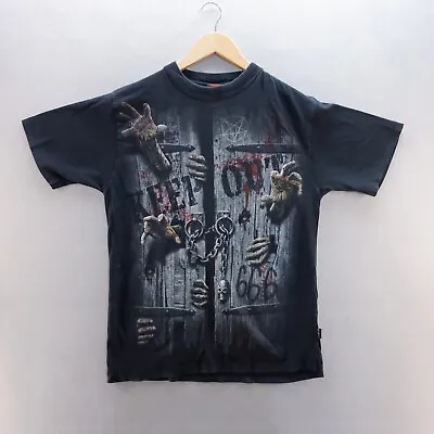 Buy Spiral T Shirt Small Black Graphic Print Zombie Scene Keep Out Cotton Mens • 8.99£
