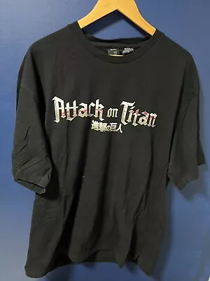 Buy Bershka Attack On Titan T-Shirt Men's XL Black Crew Neck Short Sleeve Pullover • 14.99£