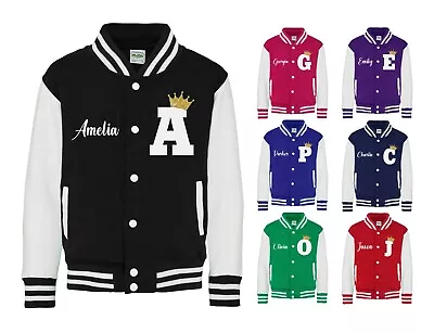 Buy Adults Personalised Name Initial Crown Varsity Jacket College Letterman Baseball • 22.24£