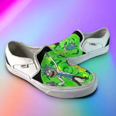 Buy Customized Vans Off The Wall Rick And Morty Slip On Canvas Sneakers Women’s Sz 8 • 24.32£