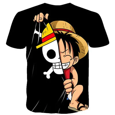 Buy Anime ONE PIECE Monkey D Luffy Printed T-shirts Short Sleeve Unisex Summer Tops] • 8.51£