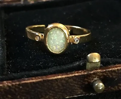 Buy Vintage Style Jewellery Natural Opal And Zircon Ring 18K Gold Plated • 10.99£