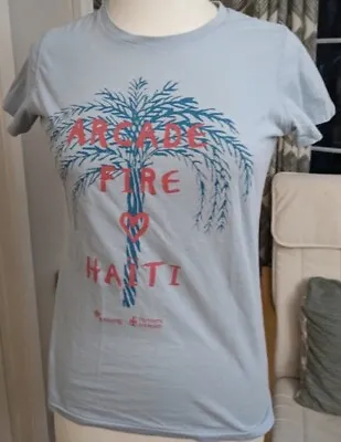 Buy Arcade Fire T Shirt Haiti Women’s Rock Band Merch Tee Ladies Size Medium Blue • 12.95£