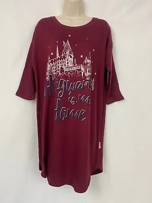 Buy Harry Potter Nightgown Womens Medium 8/10 Sleepshirt Pajamas Red Hogwarts Castle • 9.44£