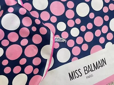 Buy Miss Balmain Ladies Vintage Scarf 100% SILK Designer SPOTTED Dots Polka Pierre • 20£